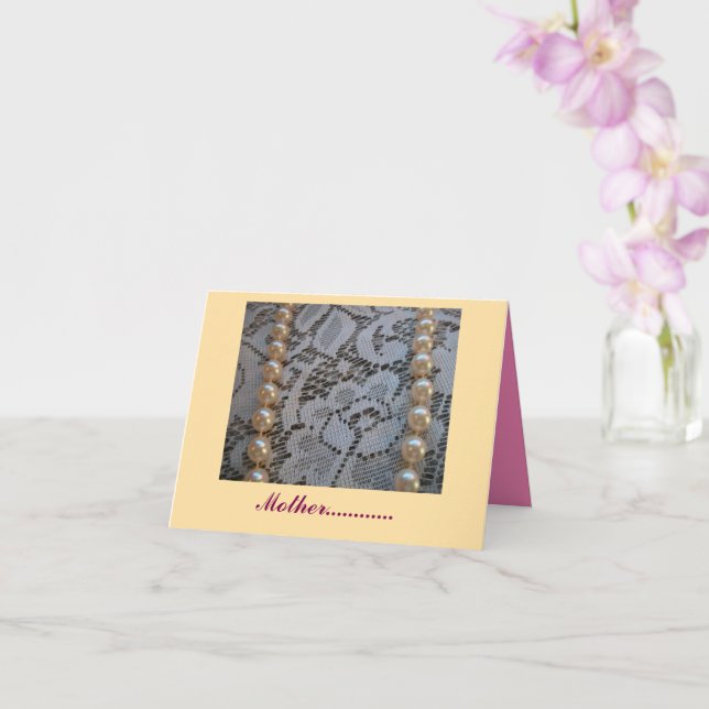 Cartão Pérolas de dia de as mães e Placa de rendas (Orquídea)