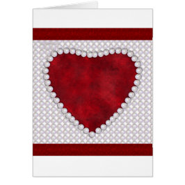Cartão Pérolas e Namorados do Coração do Veludo Vermelho