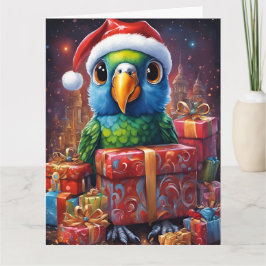 Cartão Perroquet au milieu des cadeaux de noël