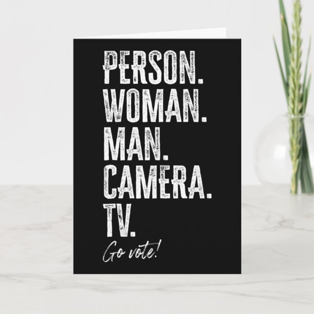 Cartão Person. Woman. Man. Camera. Tv. Go Vote Anti Trump (Frente)