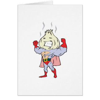 Cartão personagem de alho super-herói