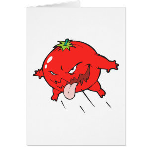 Cartão personagem de desenho animado de tomate podre zang