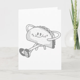 Cartão Personagem Mascote de Taco Verde Fofo Caminhando