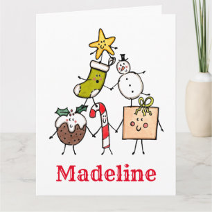 Cartão Personagens de Natal Bonitos Personalizados