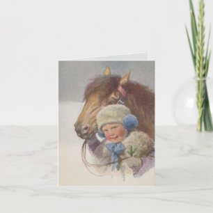 Cartão Personal Antique Winter Pony Art Note Card Cards