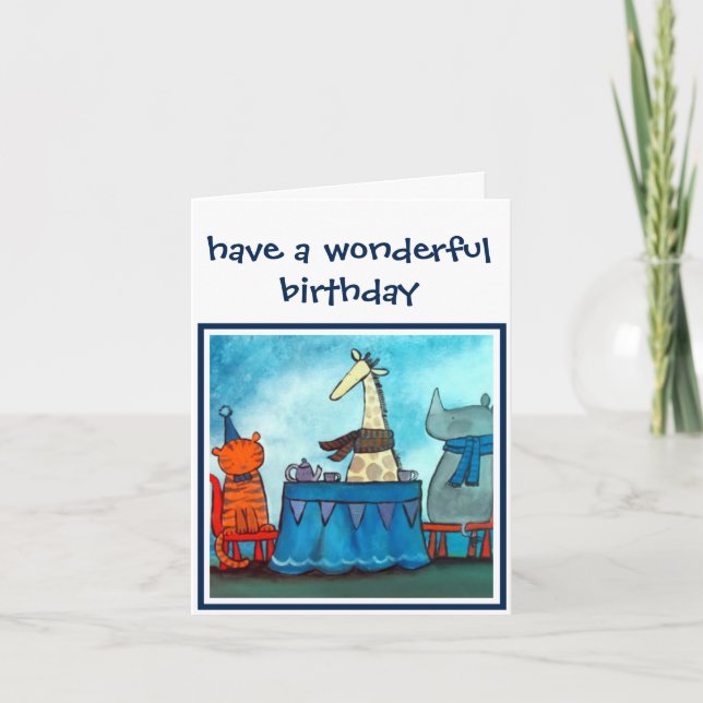 Cartão Personalised Birthday Card - Animals Tea Party (Frente)
