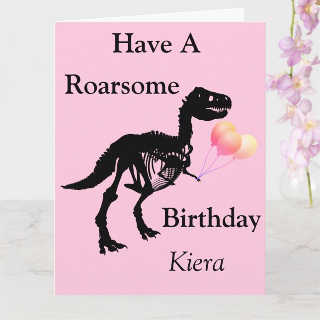 Cartão Personalised Dinosaur skeleton birthday card (Orquídea)