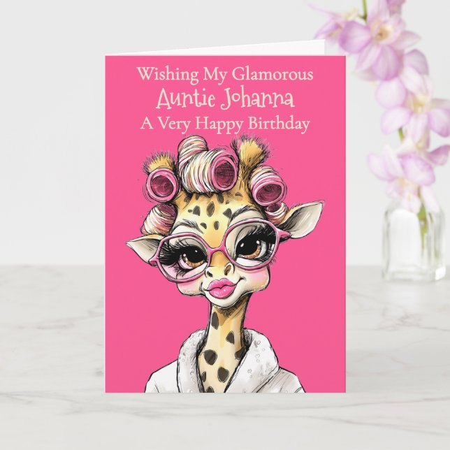 Cartão Personalised Glam Giraffe Folded Greeting Card (Orquídea)