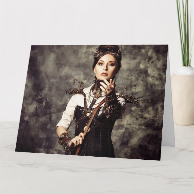 Cartão Personalised Greeting Card - Steampunk Art 'Tame' (Frente)