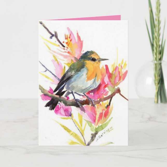 Cartão Personalised Greeting Card - Summer Robin (Frente)