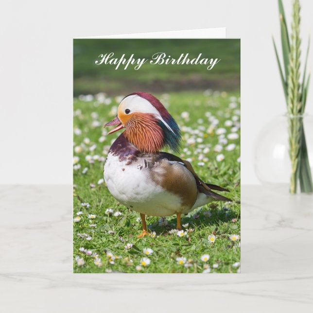Cartão Personalised Mandarin Duck Birthday Card. (Frente)