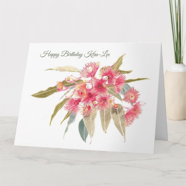Cartão Personalised Pink Floral Happy Birthday (Frente)