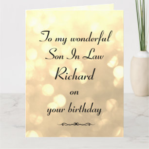 Cartão Personalised Son In Law Birthday