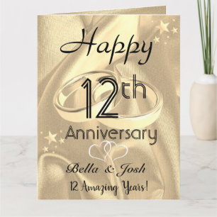 Cartão Personalised Vintage Silk 12th Wedding Anniversary
