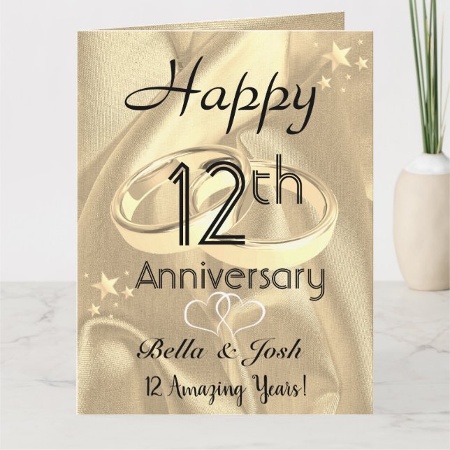 Cartão Personalised Vintage Silk 12th Wedding Anniversary (Frente)