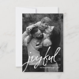 Cartão Personalização da Foto da Família Joyful do Script