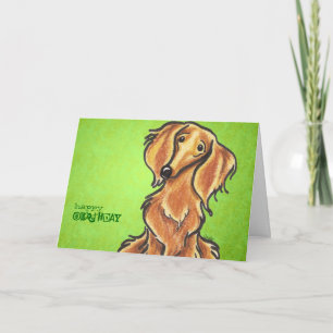 Cartão Personalização de Aniversário do Red Dachshund de