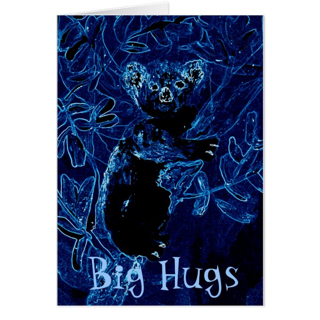 Cartão Personalização do Urso Koala em Árvore Azul (Frente)