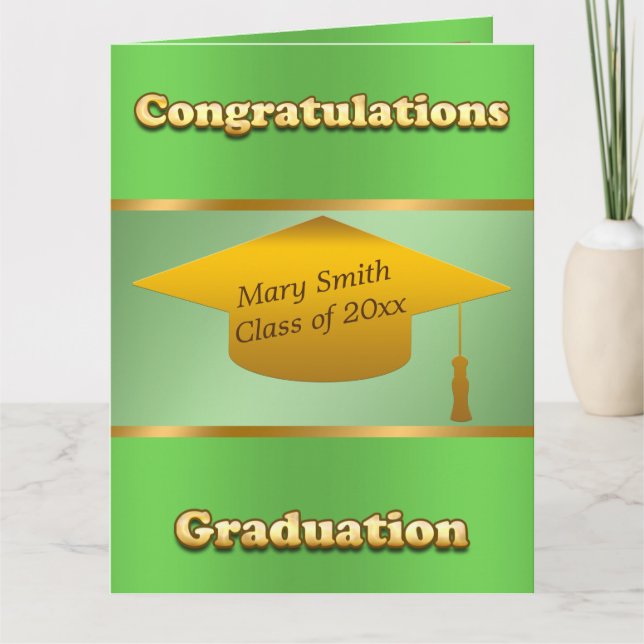 Cartão Personalização simples moderna e verde Dourado (Frente)