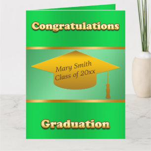 Cartão Personalização simples moderna e verde Dourado