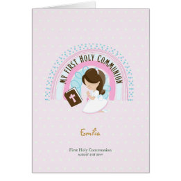 Cartão Personalizada Primeira Sagrada Comunhão Menina Mar