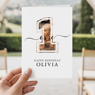 Cartão Personalizado 1º Aniversário Menino Menina Foto Um