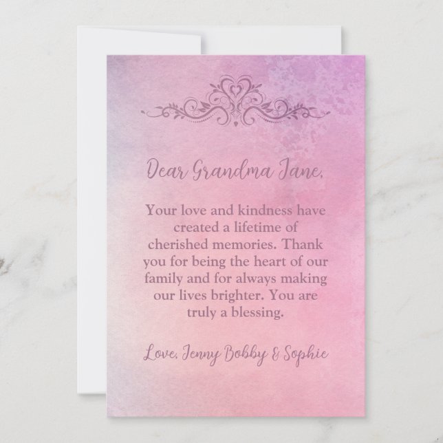 Cartão personalizado adorável para a vovó (Frente)