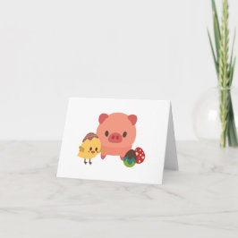 Cartão PERSONALIZADO Baby Piglet and Pintinho (Fra