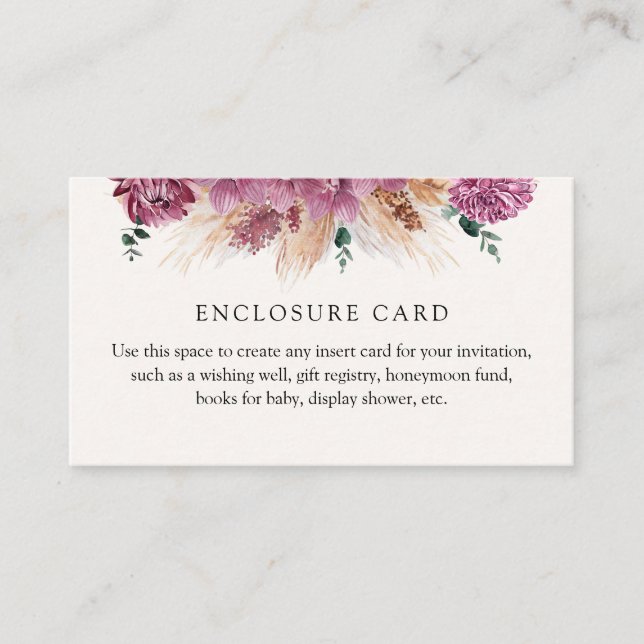 Cartão Personalizado Boho Pampas Grass (Frente)