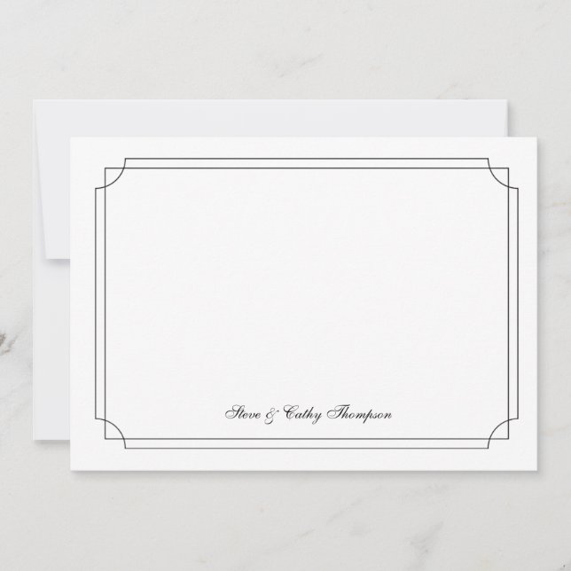 Cartão Personalizado Branco com Borda Preta Elegan (Frente)