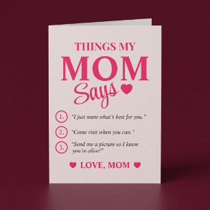 Cartão Personalizado Coisas que Minha Mãe Diz para