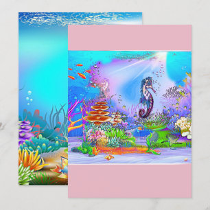 Cartão personalizado colorido para cavalos marinh