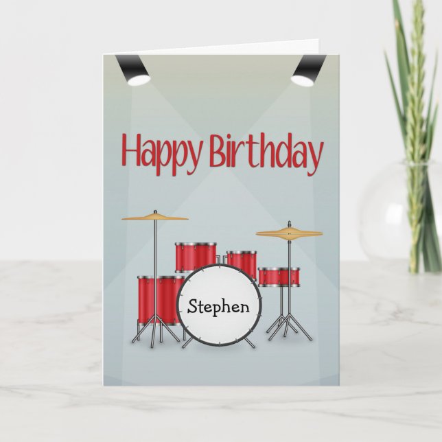 Cartão Personalizado com Conjunto de Tambores de Nome com (Frente)