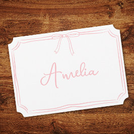 Cartão Personalizado com Nome Manuscrito e Laço Ro