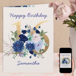 Cartão Personalizado de Aniversário de 16 Anos com