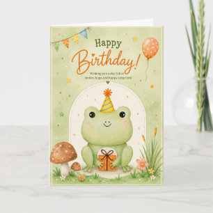 Cartão Personalizado de Aniversário de Sapo Fofo