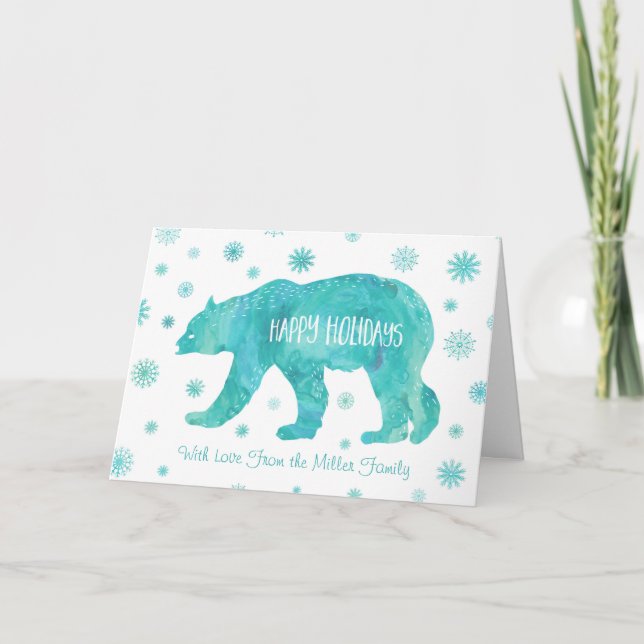 Cartão Personalizado de Bear Polar com Aquarela (Frente)