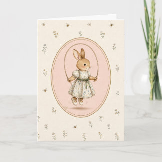 Cartão Personalizado de Coelhinha Vintage Pastel