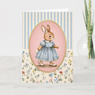 Cartão Personalizado de Coelhinha Vintage Pastel