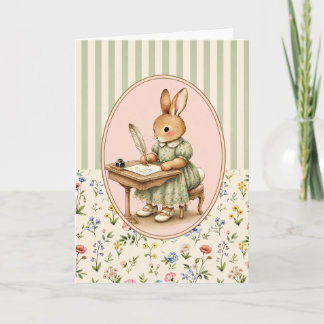 Cartão Personalizado de Coelhinha Vintage Pastel