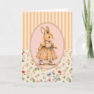 Cartão Personalizado de Coelhinha Vintage Pastel