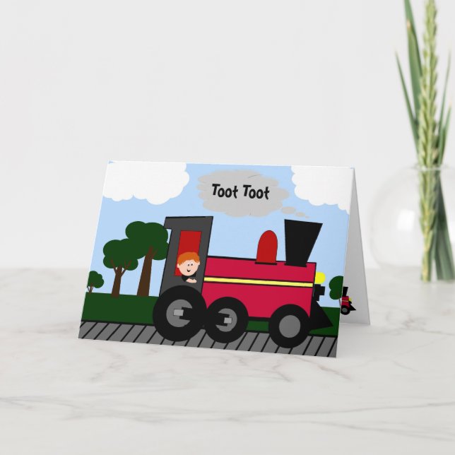 Cartão Personalizado de Comboio de Aniversário (Frente)