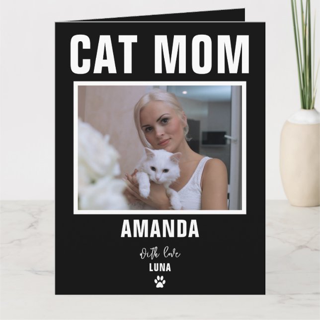 Cartão Personalizado de Foto da Gata Mamãe (Frente)