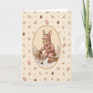 Cartão Personalizado de Menina Coelhinha Vintage P