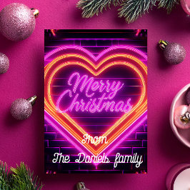 Cartão Personalizado de Natal Neon Alegre