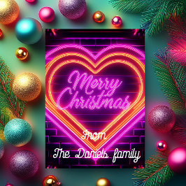Cartão Personalizado de Natal Neon Feliz