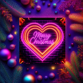 Cartão Personalizado de Natal Neon Feliz