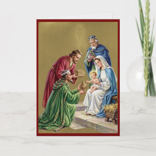 Cartão Personalizado de Natal Religioso Vintage