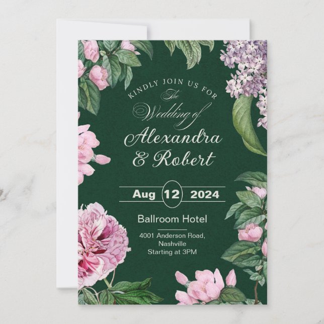 Cartão Personalizado de "Salve a Data" com Floral  (Frente)