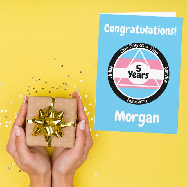 Cartão Personalizado de Sobriedade Orgulho Transgê (Criador carregado)